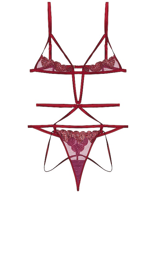 fleur du mal Heart Ouvert Bondage Bodysuit in Wine - fleur du mal Body Ouvert Bondage Coeur en Vin - fleur du mal Heart Ouvert 酒色束缚紧身衣 - fleur du mal Heart Ouvert-Bondage-Body in Weinrot - fleur du mal Heart Ouvert 본디지 바디수트 와인 - fleur du mal Body Bondage Heart Ouvert in vino