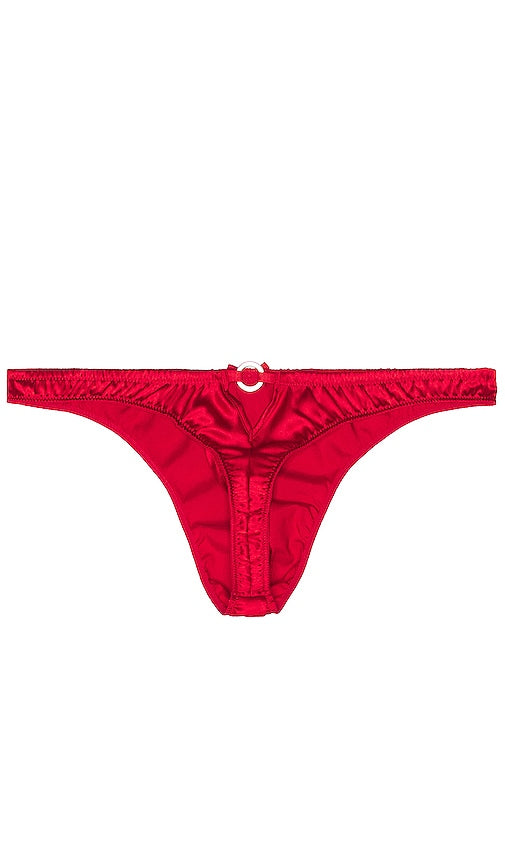 fleur du mal Luxe Crotchless Thong in Dark Green