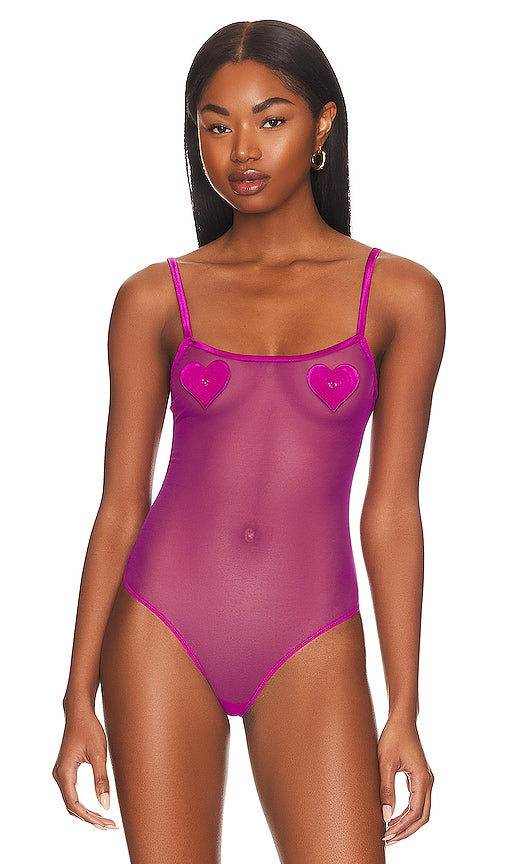 fleur du mal Queen Of Hearts Bodysuit in Fuchsia