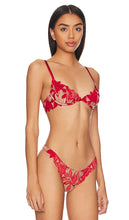 fleur du mal Velvet Lily Embroidery Demi Bra in Red