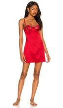 fleur du mal Violet Embroidery Cupped Slip Dress in Red