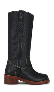 Free People Blaze Pull On Boot in Black | Victorian Black Flat Boots for Women