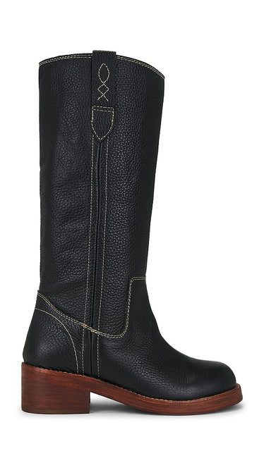 Free People Blaze Pull On Boot in Black | Victorian Black Flat Boots for Women