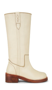 Free People Blaze Pull On Boot in Ivory | Parchment Flat Boots for Women
