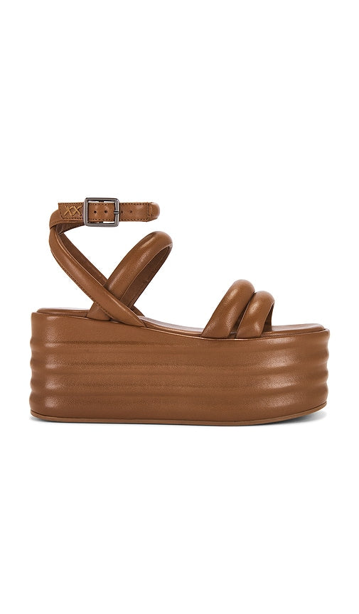 Free People Iris Flatform Sandal in Brown | Luggage Platform Sandals for Women