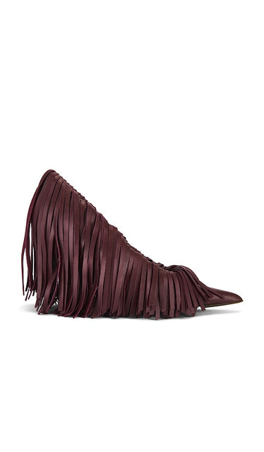 GIA BORGHINI Amelia Fringe Heel in Burgundy | Burgundy Pump Heels for Women