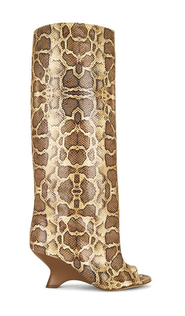 GIA BORGHINI Ninette Boot in Beige | Python Heeled Boots for Women