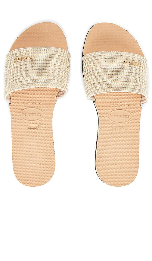 Havaianas You Malta Metallic Sandal in Tan | Golden Slides for Women