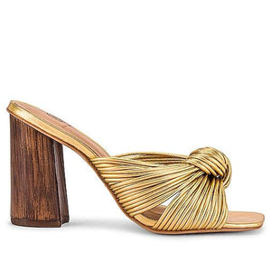 House of Harlow 1960 x REVOLVE Multi Strap Knotted Sandal in Metallic Gold | Gold Heeled Sandals for Women