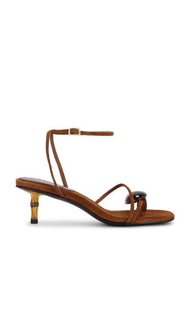 Jeffrey Campbell Carnelian Sandal in Brown | Light Brown Suede Combo Open Toe Heels for Women