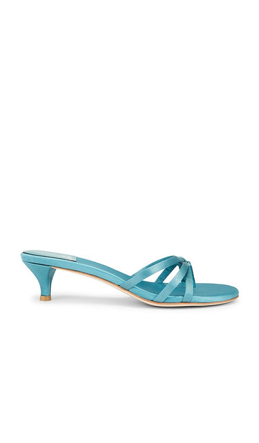 Jeffrey Campbell Doretta Sandal in Blue | Light Turquoise Satin Heeled Sandals for Women