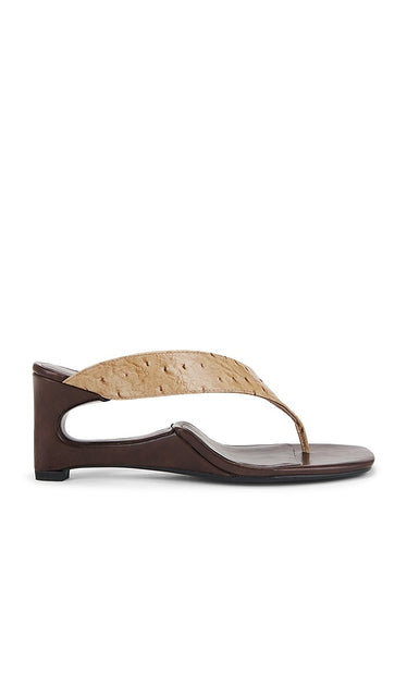 Jeffrey Campbell Flip-side Sandals in Brown | Brown Ostrich Open Toe Mules for Women