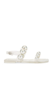 Jeffrey Campbell Gumdrop Sandal in White | Clear Silver Flat Sandals for Women