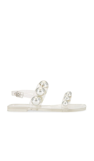 Jeffrey Campbell Gumdrop Sandal in White | Clear Silver Flat Sandals for Women
