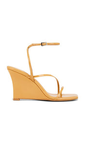 Jeffrey Campbell Highlight Sandal in Tan | Light Tan Patent Open Toe Heels for Women