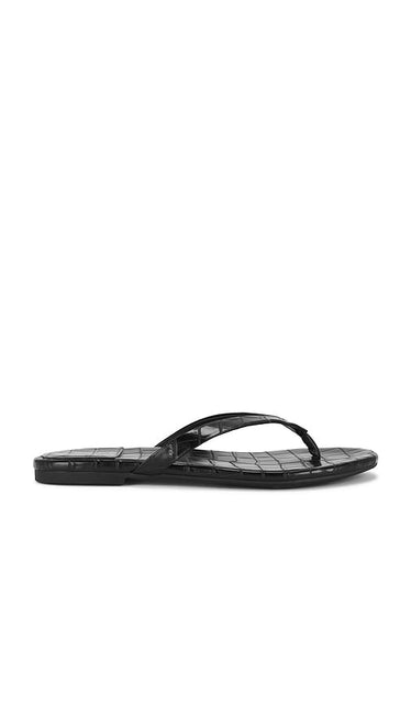 Jeffrey Campbell Kierra Slippers in Black | Black Croco Flat Sandals for Women