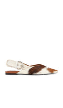 Jeffrey Campbell Scone-F Flat in White | Tan White Longhair Flat Sandals for Women