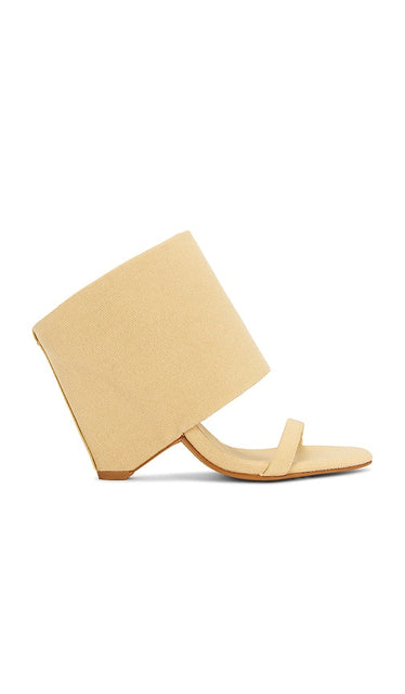 Jeffrey Campbell Shady Sandal in Beige | Beige Fabric Open Toe Heels for Women