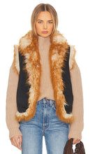 jocelyn Long Hair Faux Fur Reversible Vest in Brown