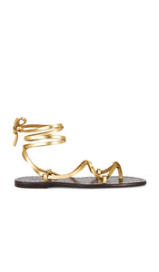 Loeffler Randall Lianna Sandal in Metallic Gold | Gold Vachetta Flat Sandals for Women