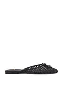 LPA Milano Mule in Black | Black Woven Leather Black Flats for Women