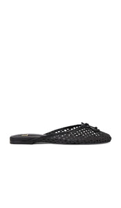 LPA Milano Mule in Black | Black Woven Leather Black Flats for Women