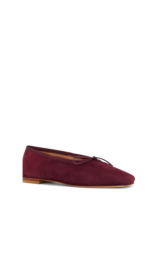 Mansur Gavriel Square Toe Ballerina Flat in Burgundy