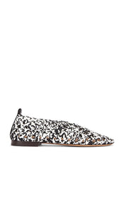 Mansur Gavriel Woven Ballerina Flat in Black,White | Black & White Ballet Flats for Women