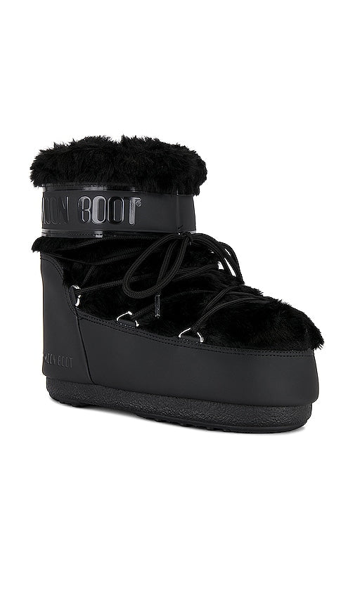 MOON BOOT Icon Low Faux Fur Boot in Black