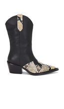 Nakedvice The Maeve Boot in Black | Black & Snake Heeled Boots for Women