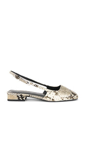 Nakedvice The Penny Flat in Beige | Snake Sling Back Flats for Women