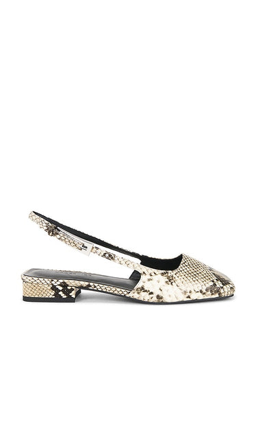 Nakedvice The Penny Flat in Beige | Snake Sling Back Flats for Women