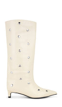 Nakedvice The Stacey Stud Boot in Ivory | Ivory & Silver Knee-High Boots for Women