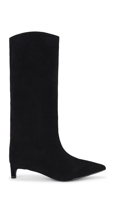 Nakedvice x REVOLVE The Stacey Boot in Black | Black Suede Heeled Boots for Women