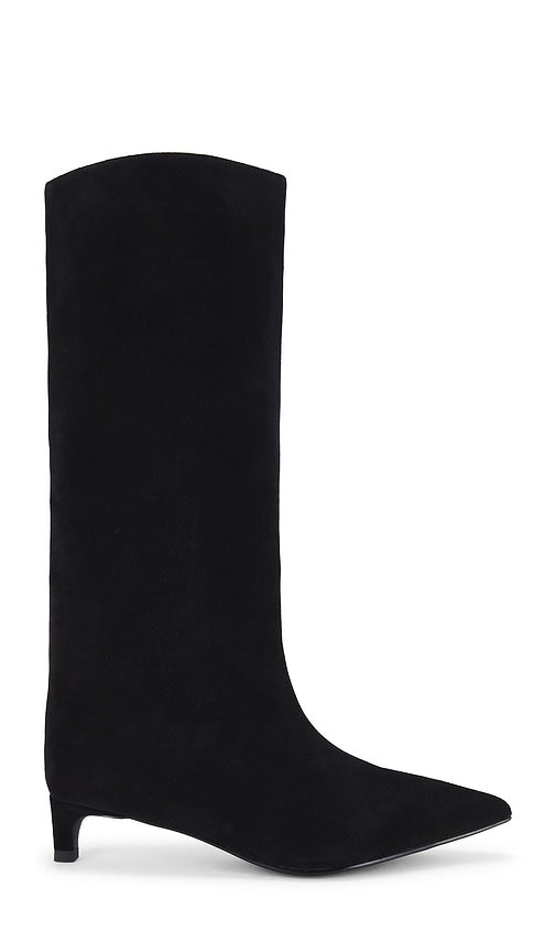 Nakedvice x REVOLVE The Stacey Boot in Black | Black Suede Heeled Boots for Women