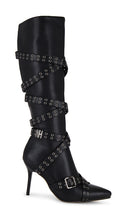 NIIHAI Nii Hai Strappy Boots in Black | Black Knee-High Boots for Women
