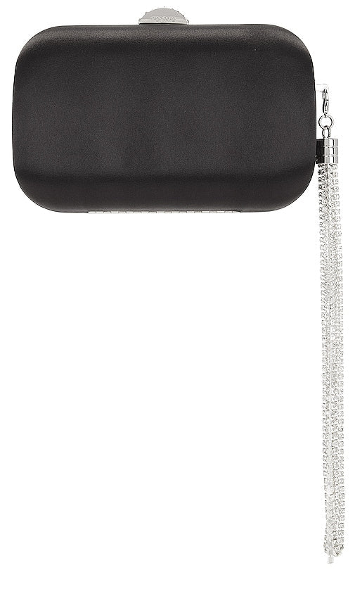 olga berg Ali Crystal Tassel Clutch in Black - olga berg - Ali - Pochette à pampilles en cristal - Noir - olga berg Ali 黑色水晶流苏手拿包 - Olga Berg Ali Kristall-Quasten-Clutch in Schwarz - olga berg Ali 크리스탈 태슬 클러치 블랙 색상 - Olga Berg Pochette con nappa in cristallo Ali in nero