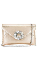 olga berg Antonia Envelope Clutch in Metallic Neutral