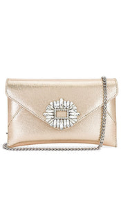 olga berg Antonia Envelope Clutch in Metallic Neutral