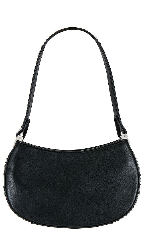 olga berg Desie Crystal Shoulder Bag in Black,Metallic Silver
