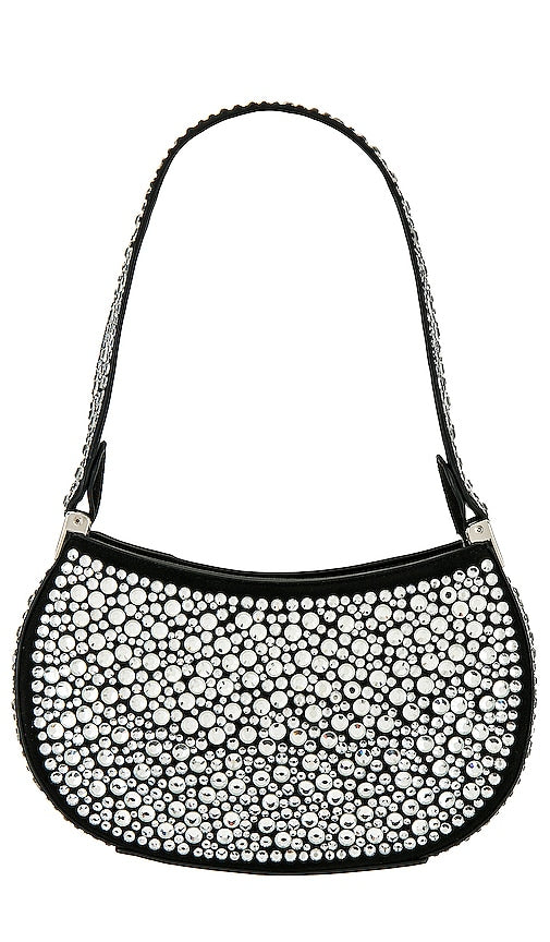 olga berg Desie Crystal Shoulder Bag in Black,Metallic Silver - olga berg Desie Crystal Sac à bandoulière en noir, argent métallique - olga berg Desie 水晶单肩包黑色、金属银 - Olga Berg Desie Crystal Umhängetasche in Schwarz, Metallic-Silber - olga berg Desie 크리스탈 숄더백 블랙,메탈릭 실버 색상 - Borsa a tracolla Desie Crystal di Olga Berg in nero, argento metallizzato