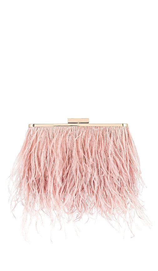 olga berg Estelle Feather Clutch in Blush - olga berg Pochette Estelle Feather en Blush - olga berg Estelle 腮红羽毛手拿包 - Olga Berg Estelle Feather Clutch in Blush - olga berg 에스텔 페더 클러치 - Olga Berg Pochette Estelle in piume color cipria