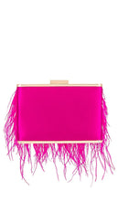 olga berg Estelle Feather Clutch in Fuchsia