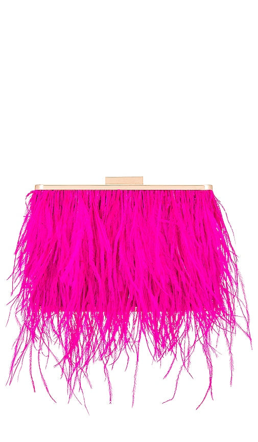 olga berg Estelle Feather Clutch in Fuchsia - olga berg Pochette Estelle Feather en Fuchsia - olga berg Estelle 紫红色羽毛手拿包 - Olga Berg Estelle Feather Clutch in Fuchsia - olga berg 에스텔 페더 클러치, 퓨시아 색상 - Olga Berg Pochette Estelle Feather in fucsia