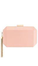 olga berg Lia Facetted Clutch With Tassel in Pink