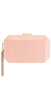 olga berg Lia Facetted Clutch With Tassel in Pink