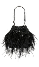 olga berg Livvy Feather Pouch in Black