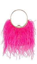 olga berg Penny Feathered Frame Bag in Fuchsia