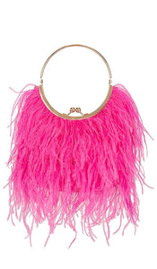 olga berg Penny Feathered Frame Bag in Fuchsia - Olga Berg - Sac à cadre à plumes Penny fuchsia - olga berg Penny 紫红色羽毛框架包 - Olga Berg Penny Feathered Frame Bag in Fuchsia - olga berg 페니 페더드 프레임 백 - Olga Berg Borsa Penny Feathered Frame in fucsia