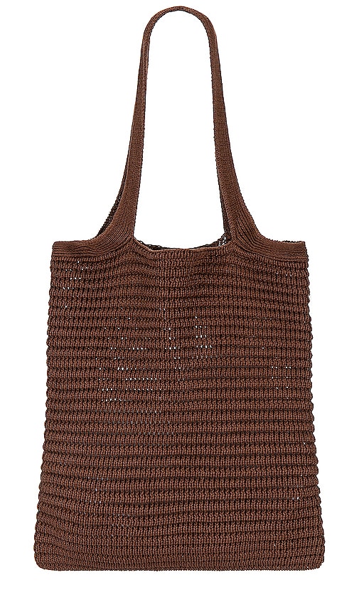 onia Linen Knit Tote in Brown - Onia Cabas en tricot de lin en marron - onia 棕色亚麻针织托特包 - Onia Leinen-Stricktasche in Braun - onia 린넨 니트 토트브라운 색상 - Borsa tote in maglia di lino onia in marrone